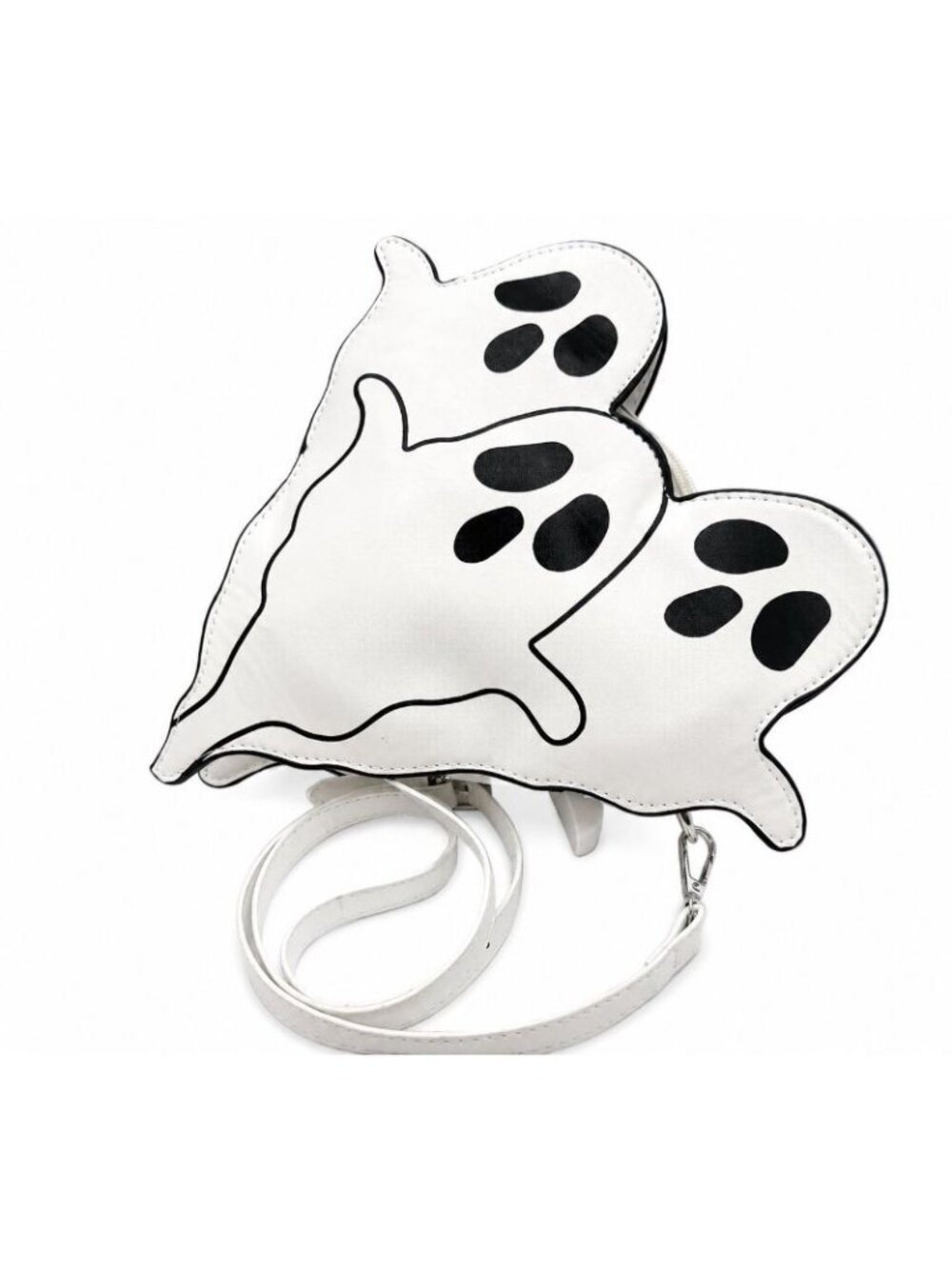 White Ghost Spooky Crossbody Halloween Novelty Bag Purse Zip Top